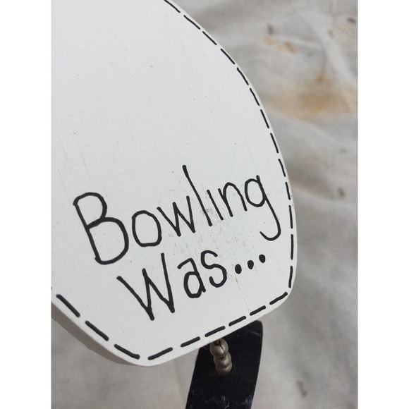 Vintage 6.5” Bowling magnet good bad wood rustic primitive farmhouse country - Picture 4 of 9